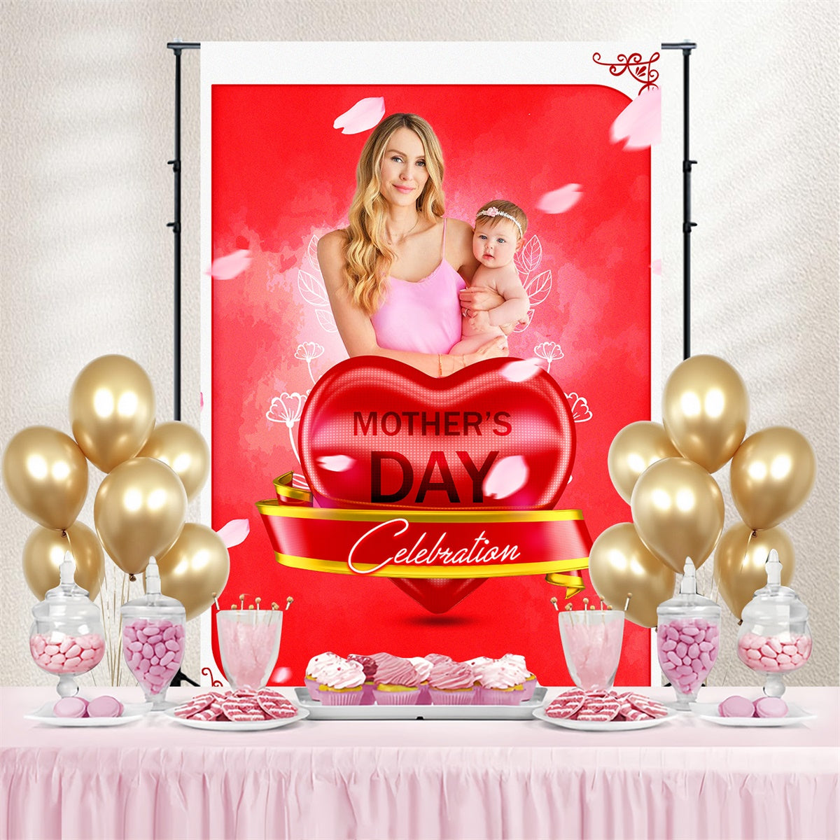 Toile de fond Fête des Mères Personnalisable Amour Passionnel Rouge MRR3-120