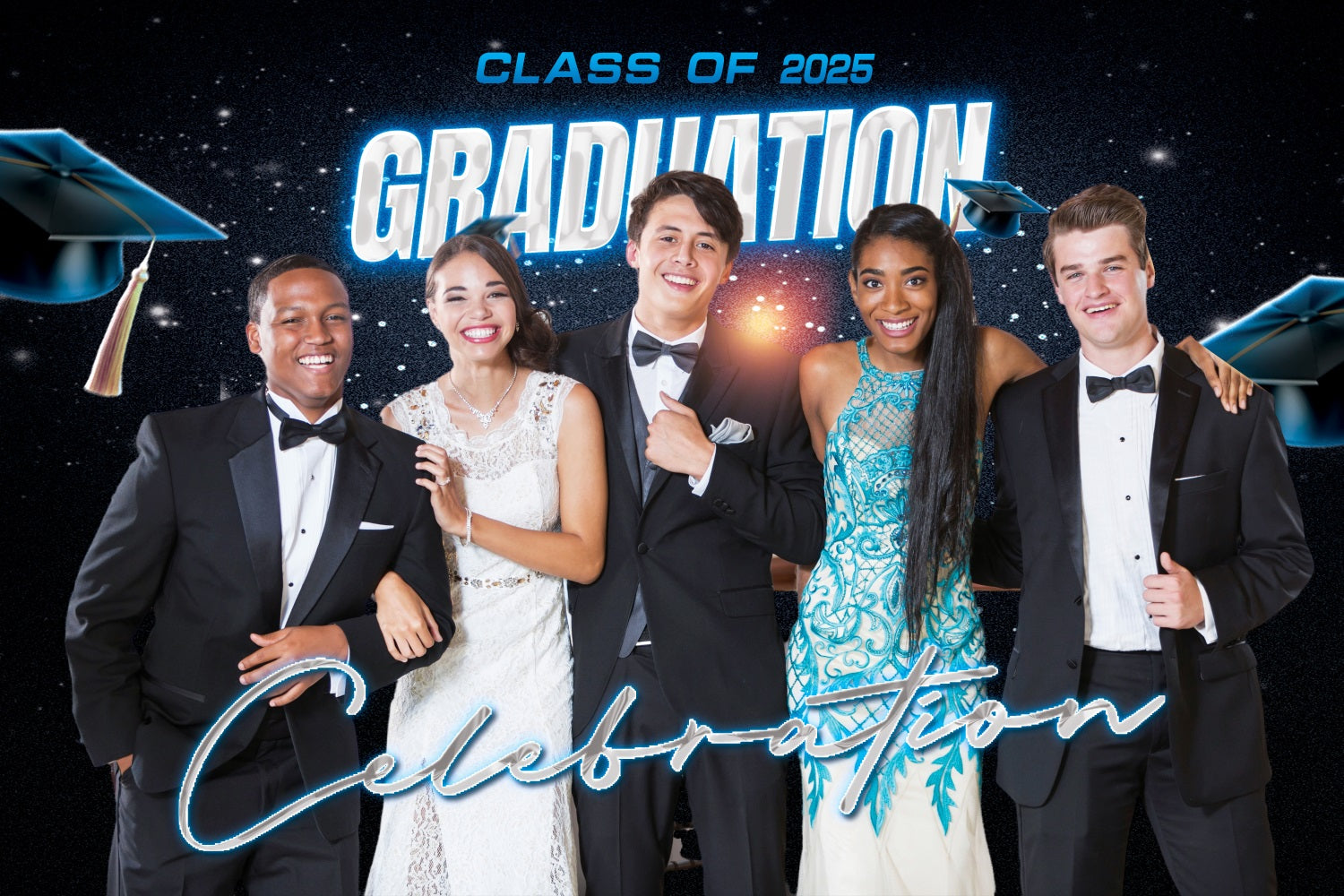 Toile de fond de graduation Mur d'Étoiles Scintillantes 2025 Personnalisée MRR4-43