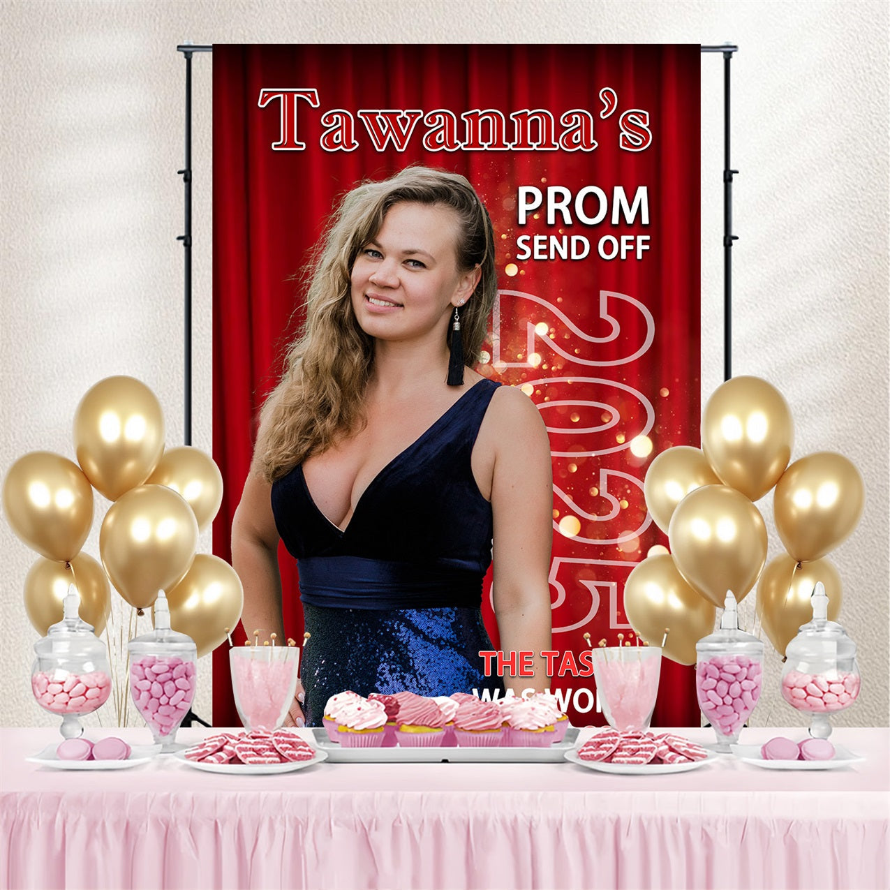 Toile de fond de bal Nuit Rouge Rideau Personnalisée MRR4-58