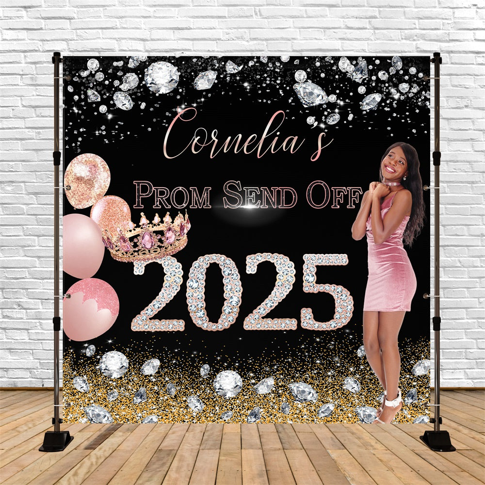 Toile de Fond de Bal Idées Ballons Couronne Rose Personnalisée MRR5-22