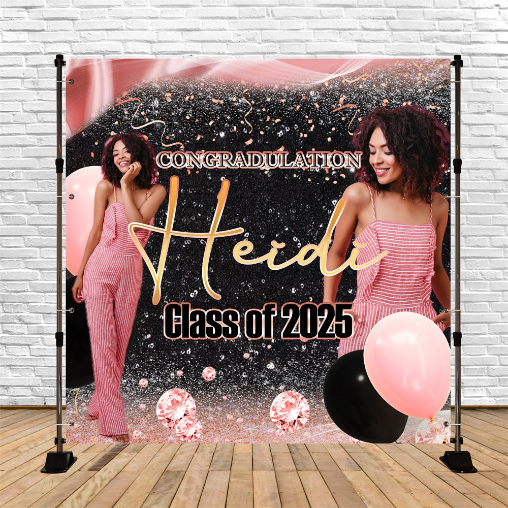 Toile de Fond de Graduation Personnalisée Confettis Diamant MRR5-31