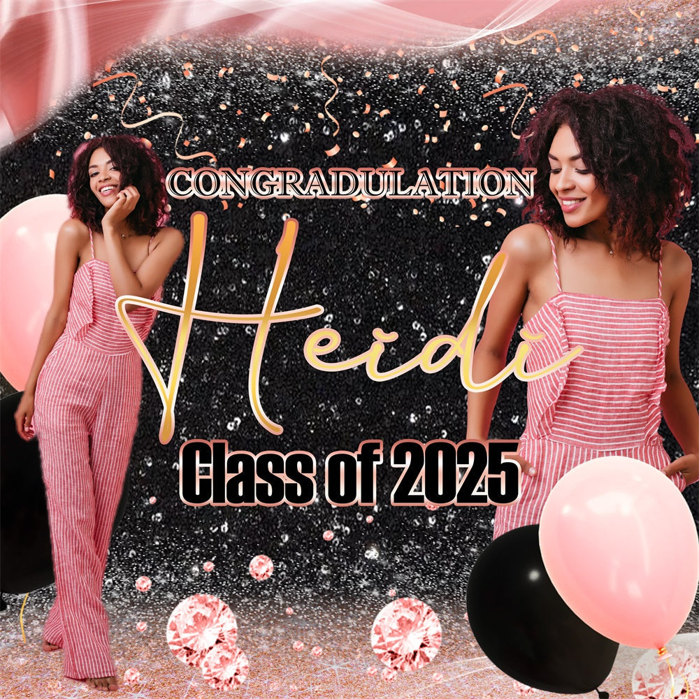 Toile de Fond de Graduation Personnalisée Confettis Diamant MRR5-31