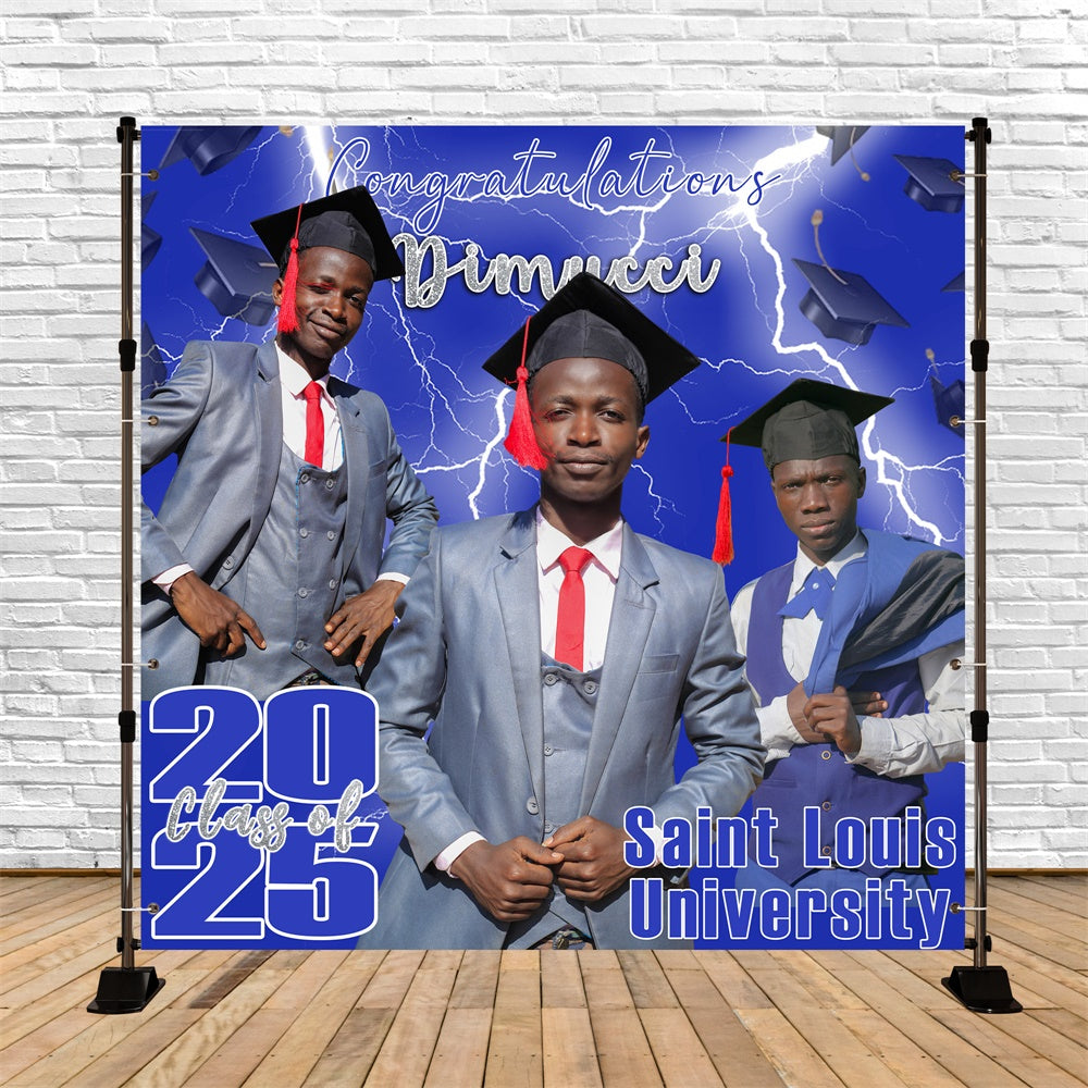Toile de Fond de Graduation 2025 Tempête Électrique Personnalisée MRR5-42