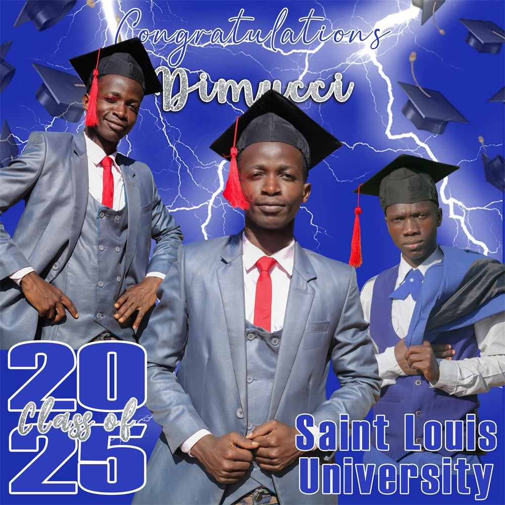 Toile de Fond de Graduation 2025 Tempête Électrique Personnalisée MRR5-42