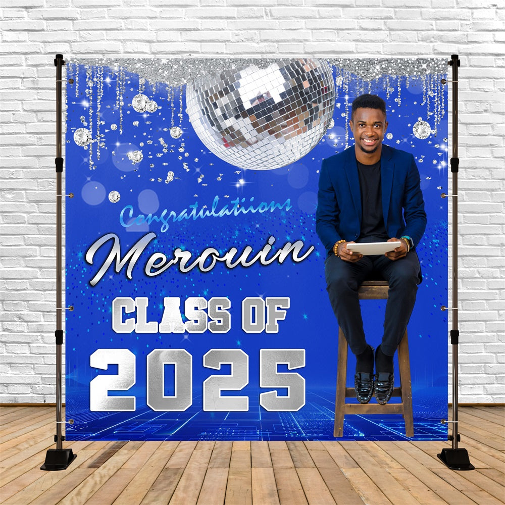 Toile de Fond de Graduation Boule à Facettes Disco Personnalisée MRR5-46