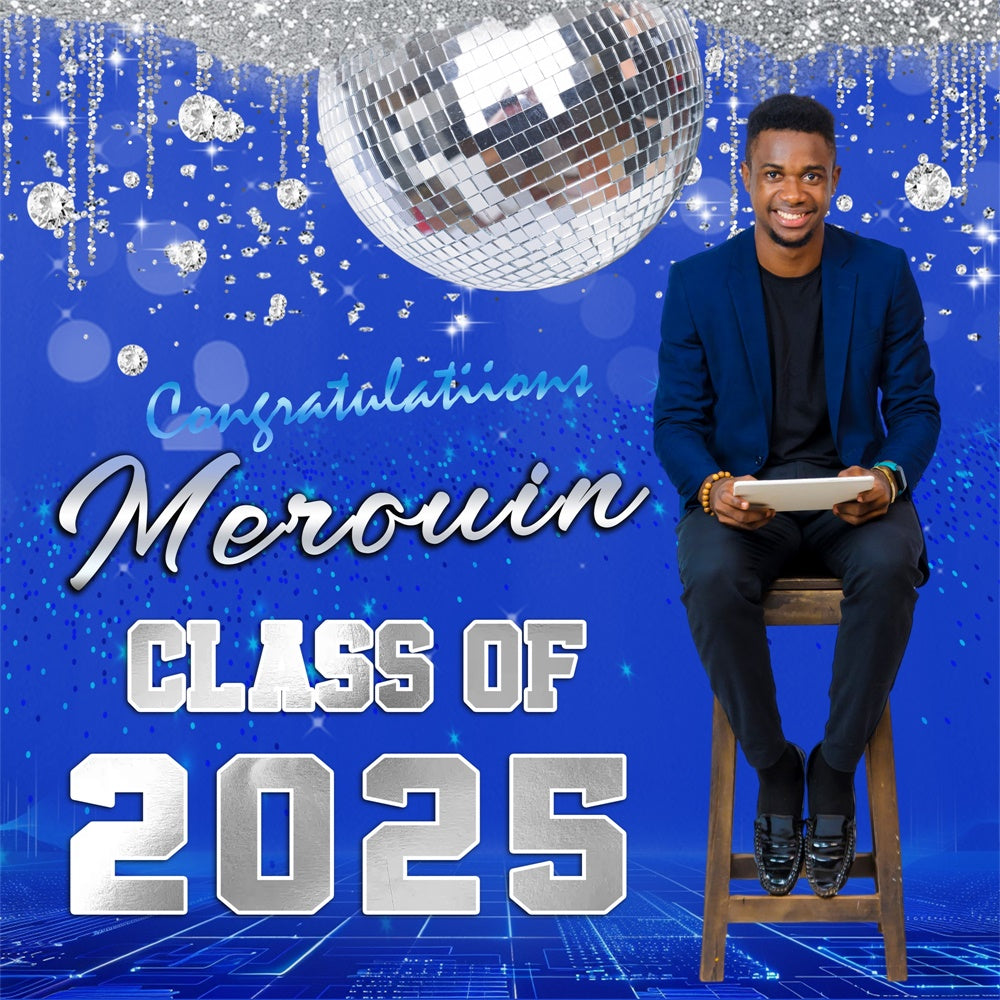 Toile de Fond de Graduation Boule à Facettes Disco Personnalisée MRR5-46