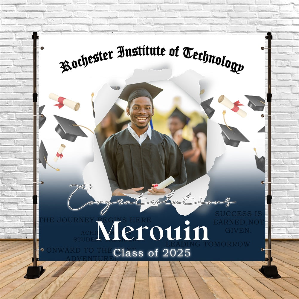 Toile de Fond de Graduation Lancé Élégant de Mortiers Personnalisée MRR5-48