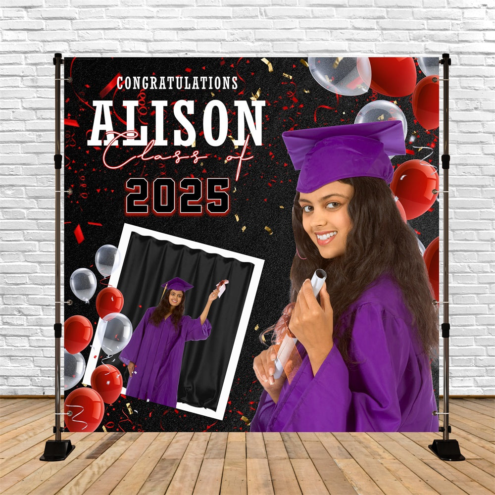 Toile de Fond de Graduation Toast Ballons Personnalisée MRR6-13