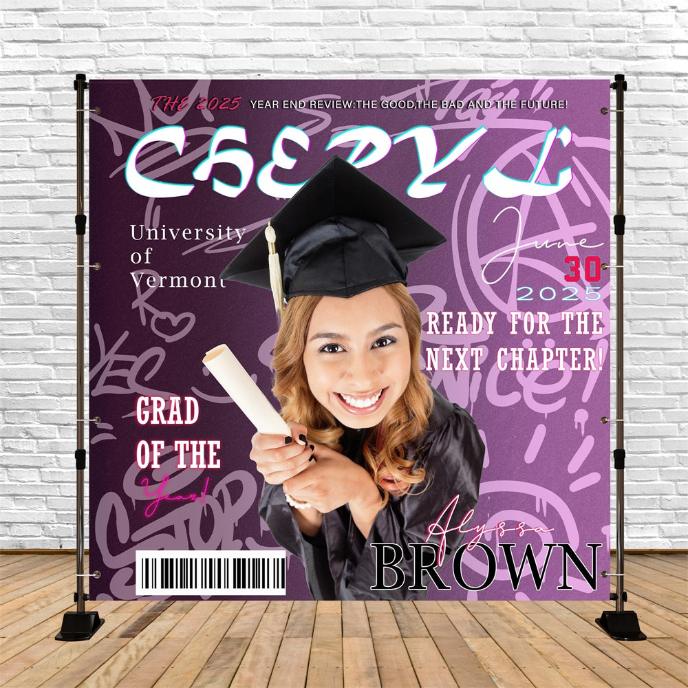 Toile de Fond de Graduation Style Magazine Personnalisée MRR6-14