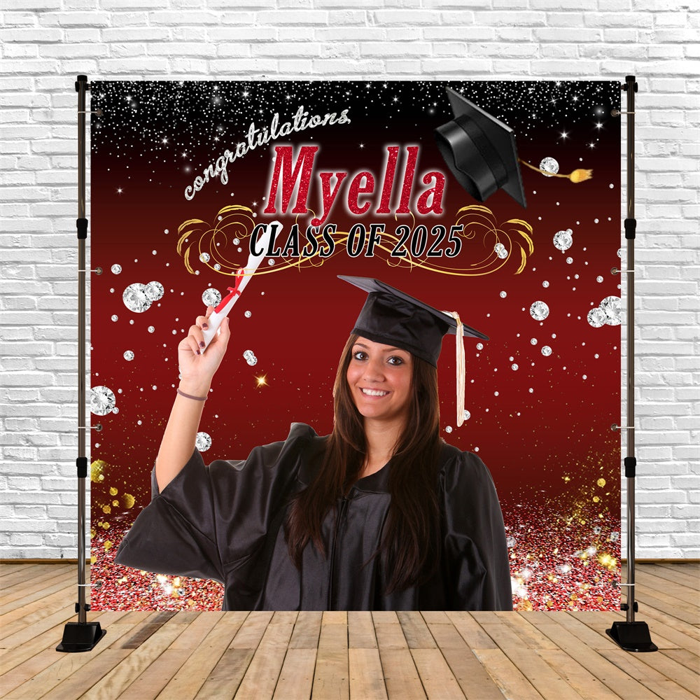 Toile de Fond de Graduation Diamant Éblouissant Personnalisée MRR6-19