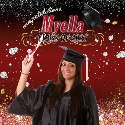 Toile de Fond de Graduation Diamant Éblouissant Personnalisée MRR6-19