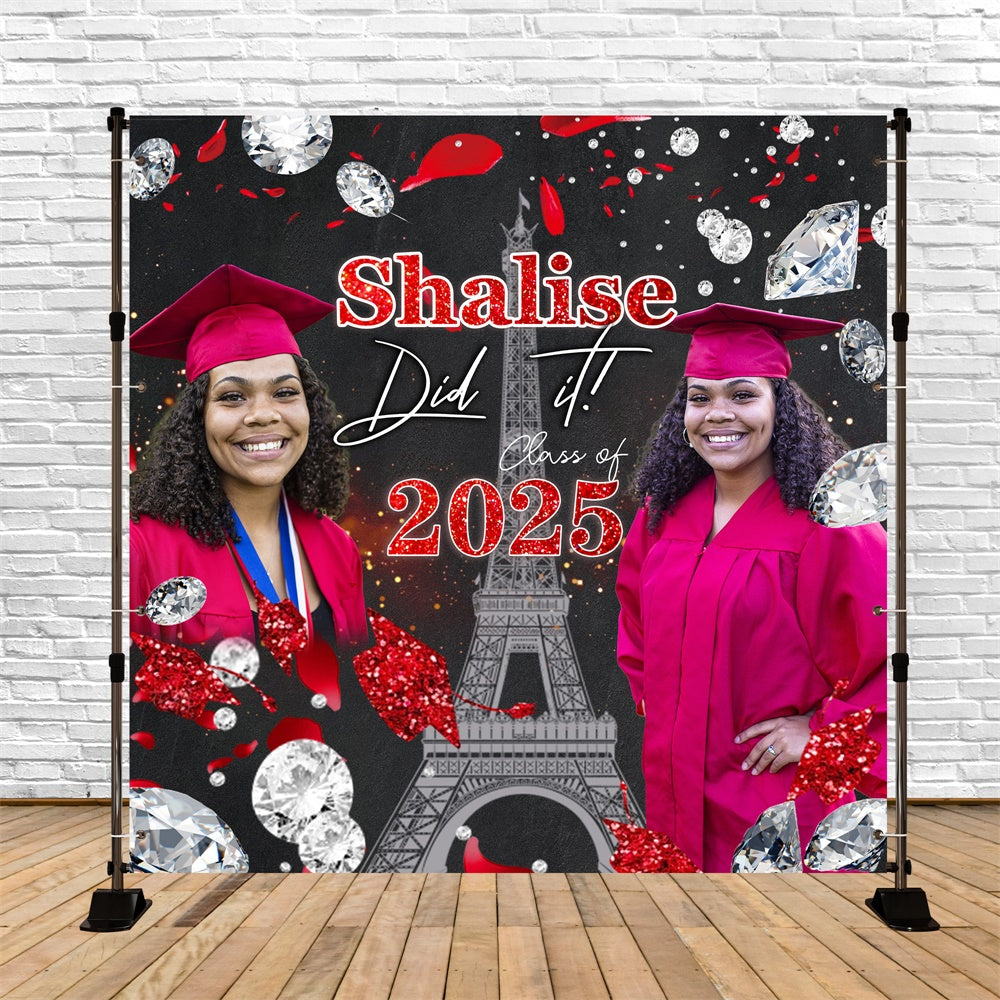 Toile de Fond Photo de Graduation Glamour Parisien Personnalisée MRR6-20