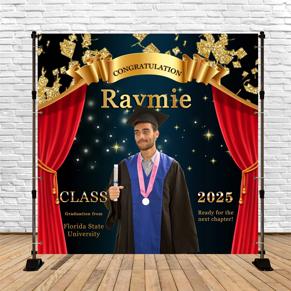 Toile de Fond de Graduation Scène Rideau Rouge Personnalisée MRR6-21