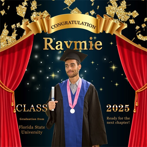 Toile de Fond de Graduation Scène Rideau Rouge Personnalisée MRR6-21