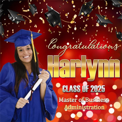 Toile de Fond de Graduation Bokeh Rouge Étincelant Personnalisée MRR6-27
