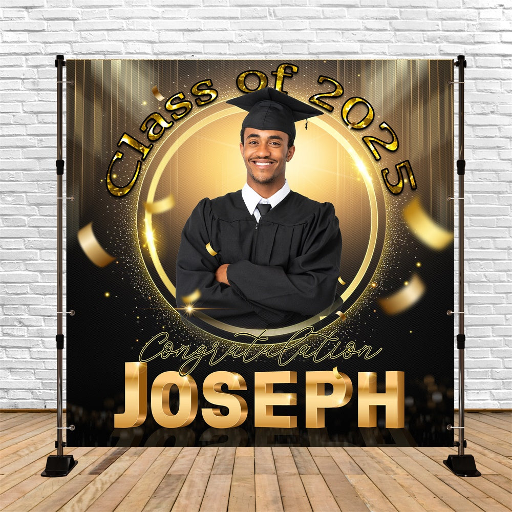 Toile de Fond de Graduation 2025 Halo Doré Personnalisée MRR6-7