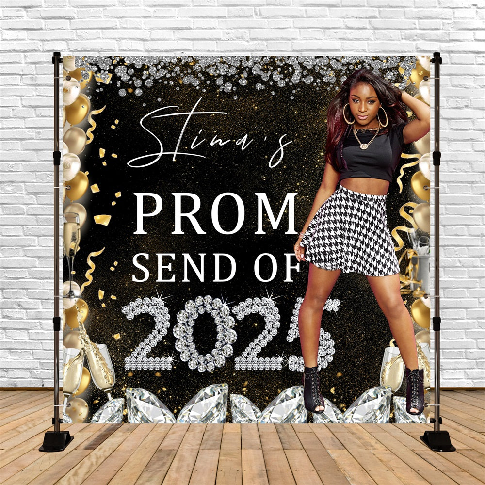 Toile de Fond de Bal 2025 Champagne Diamant Personnalisée MRR6-9