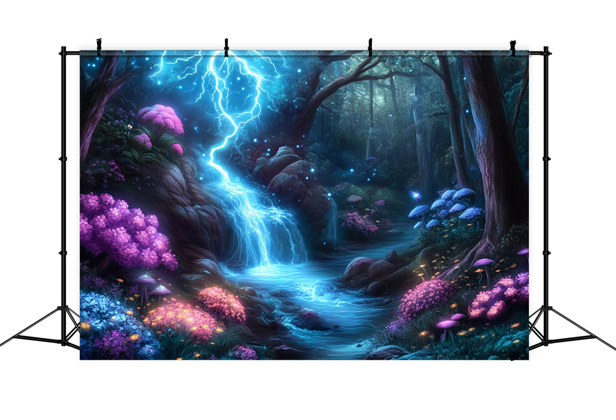 Toile de fond Forêt Magique Cascade Tonnerre Lumineuse MRR7-101