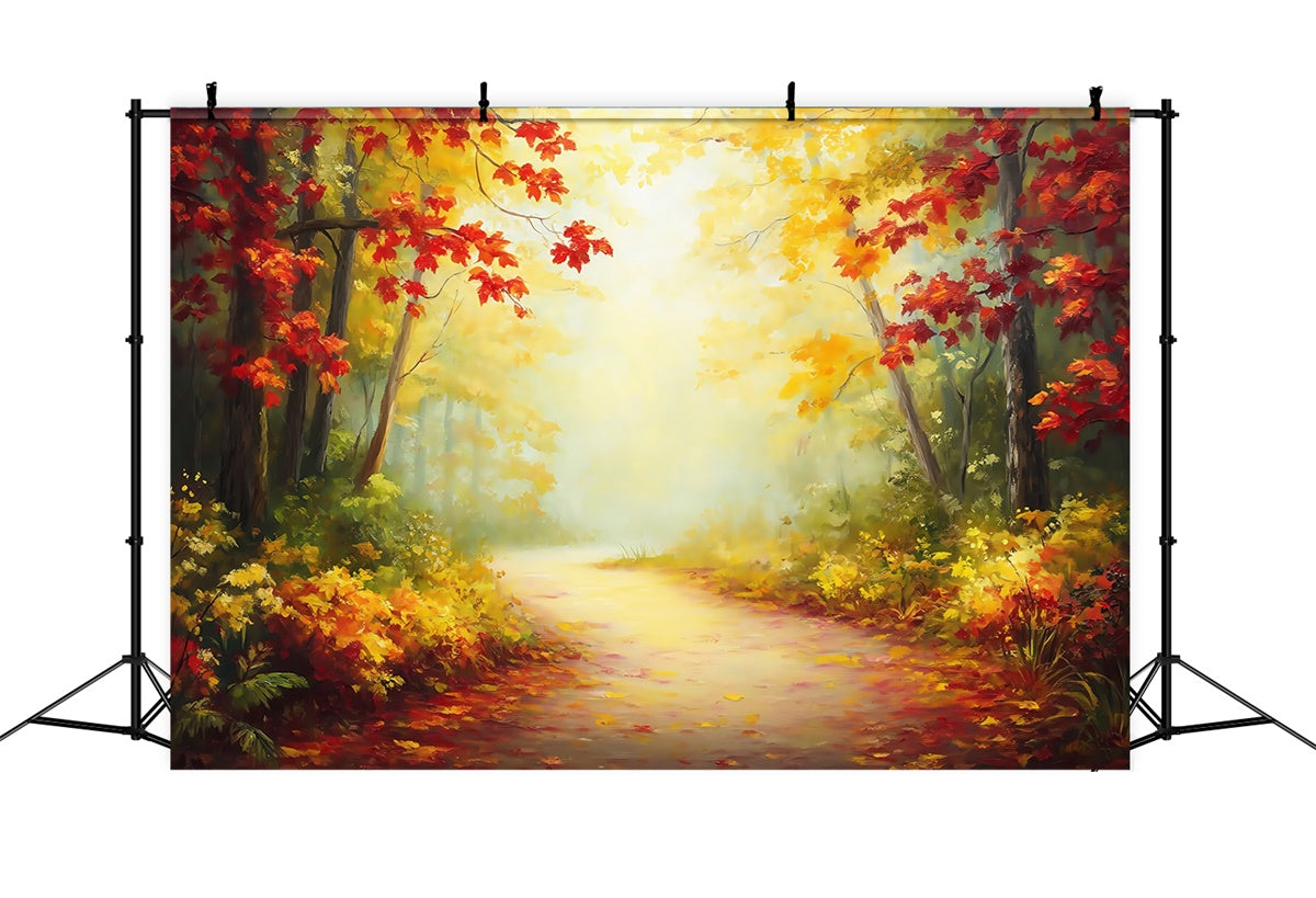 Toile de fond Photo Forêt Automne Promenade Érable Doré MRR7-102
