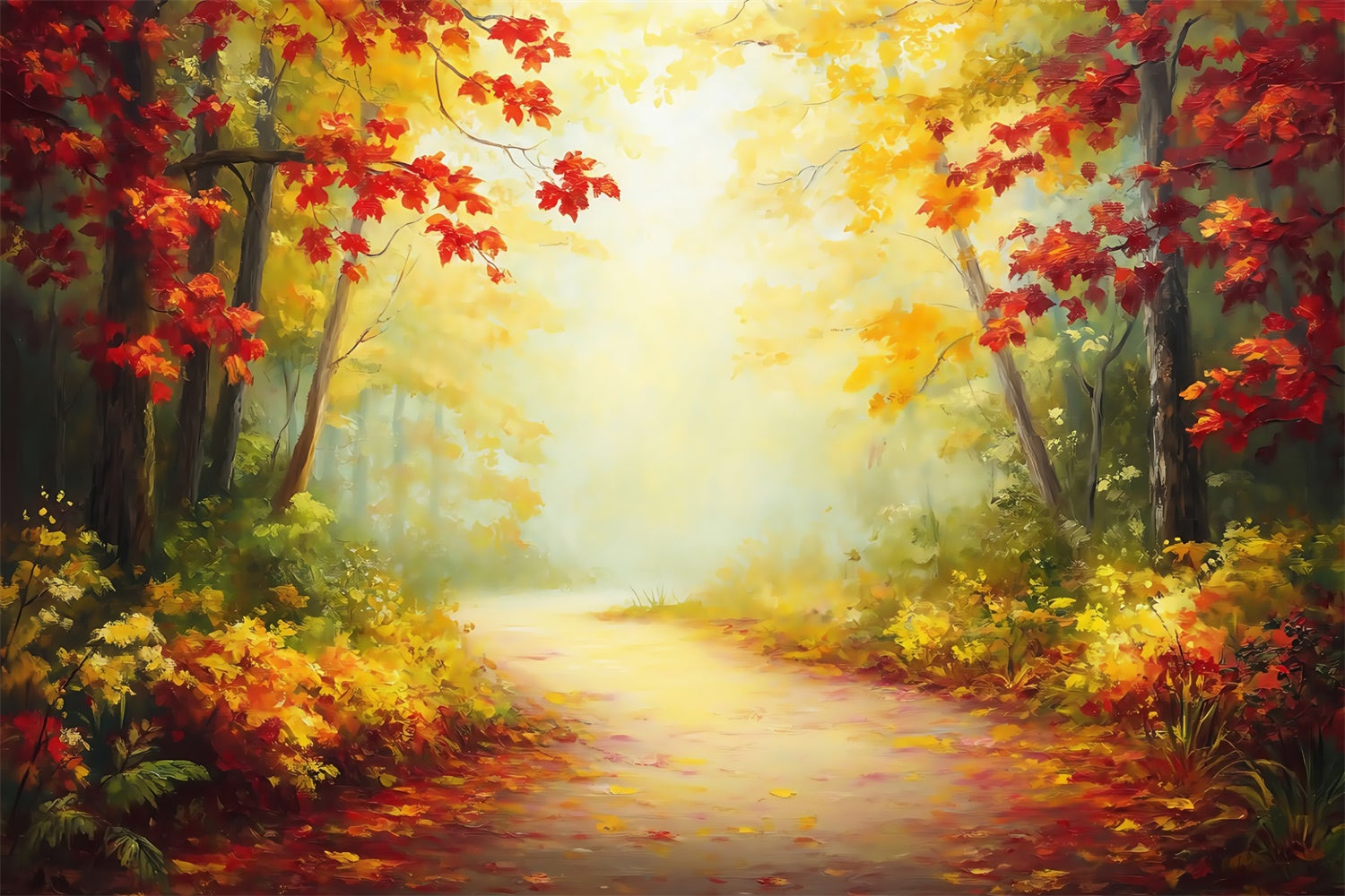 Toile de fond Photo Forêt Automne Promenade Érable Doré MRR7-102