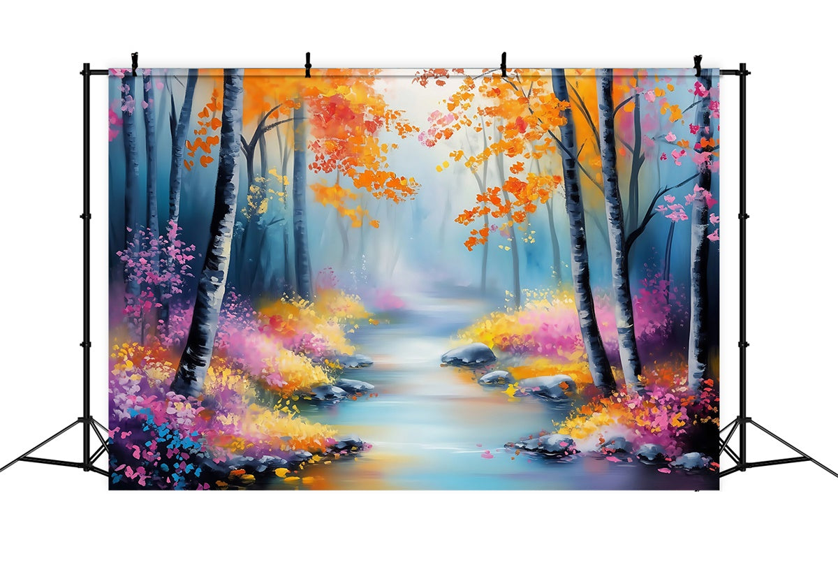 Toile de fond Photo Forêt Fantaisie Ruisseau Feuille Pastel MRR7-104