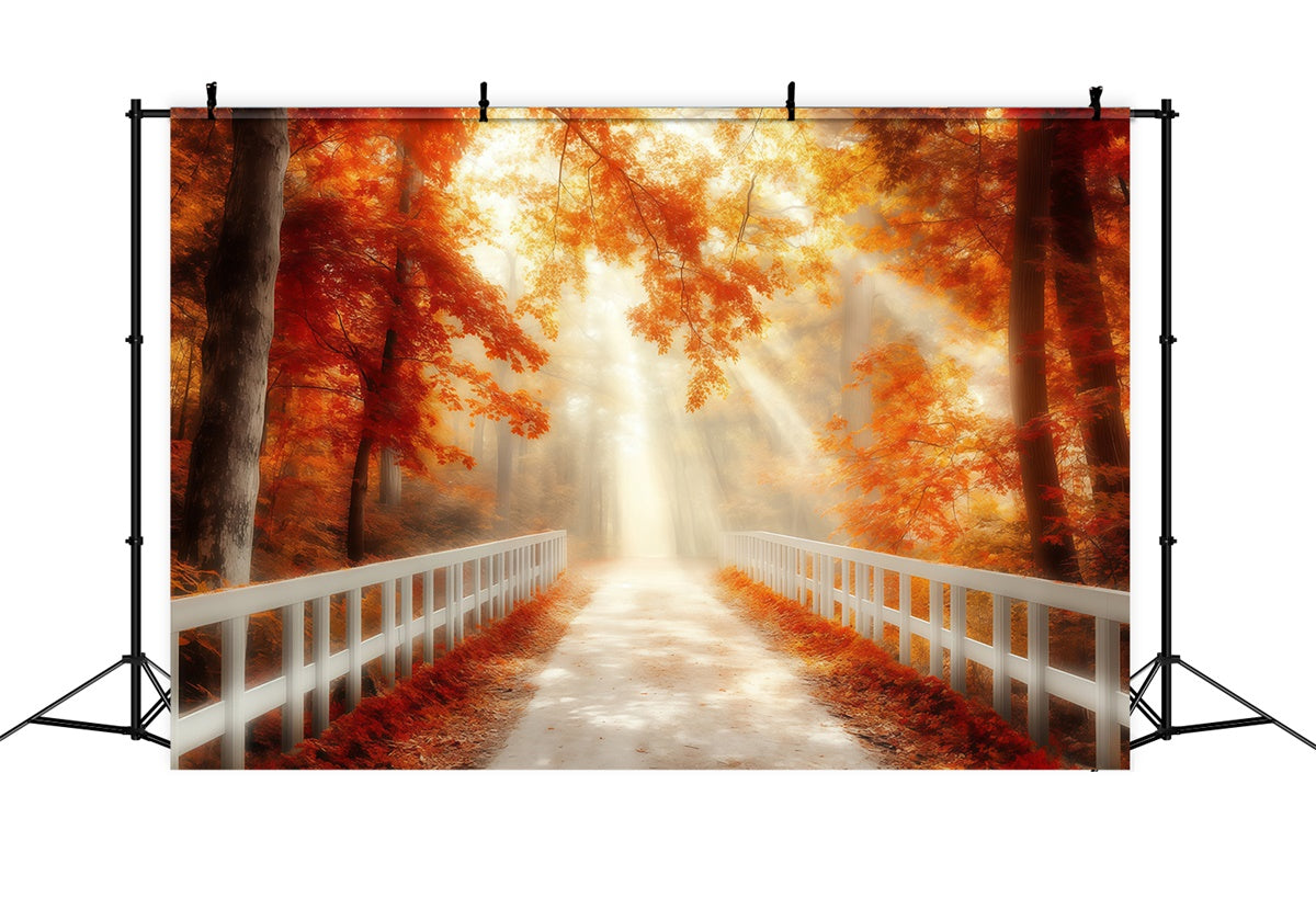 Toile de fond Forêt Automne Pont Doré MRR7-105