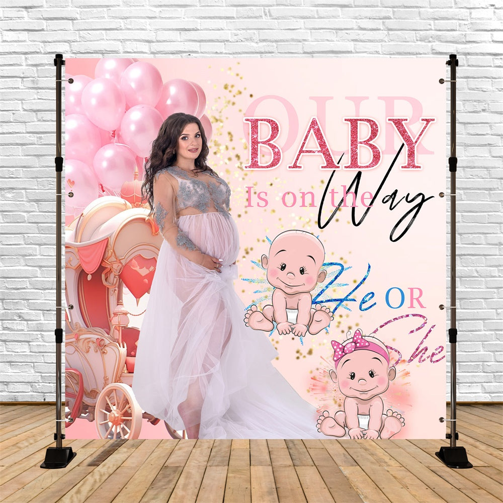 Toile de fond Baby Shower Personnalisable Révélation Sexe Ballon MRR7-11