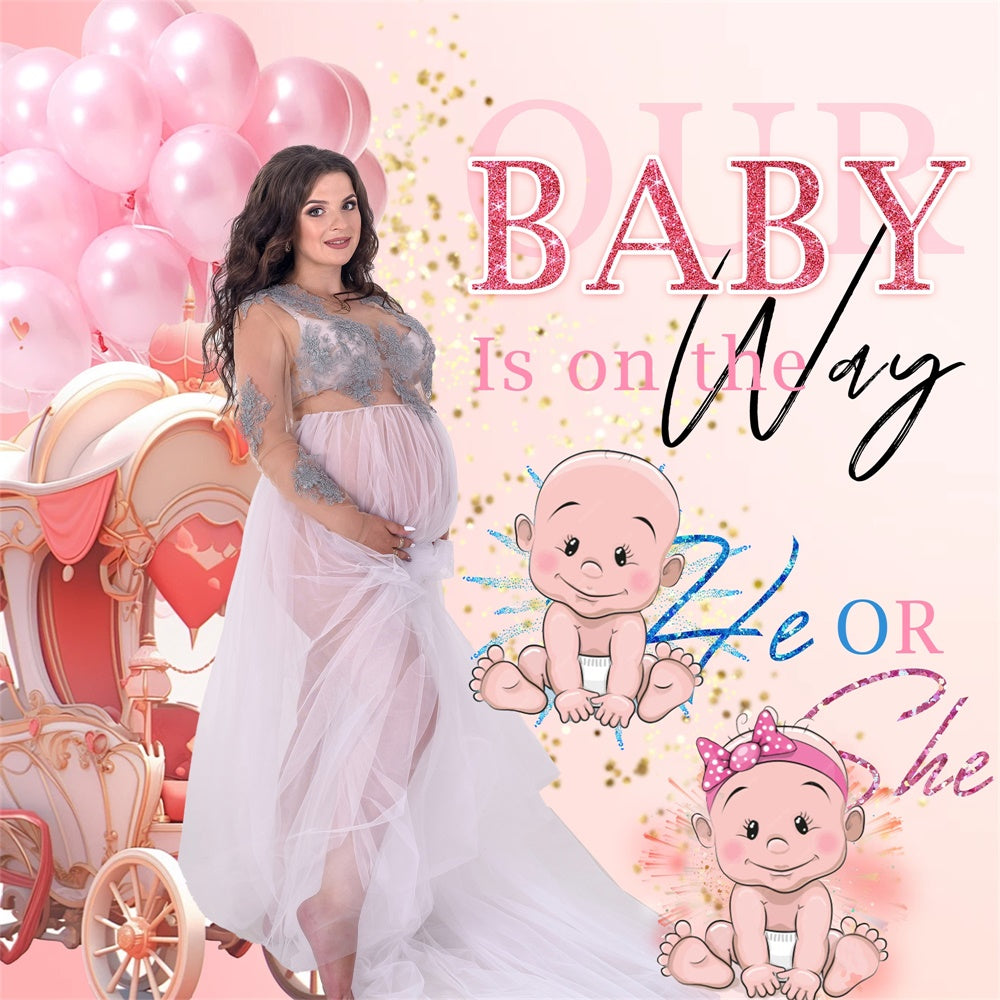 Toile de fond Baby Shower Personnalisable Révélation Sexe Ballon MRR7-11