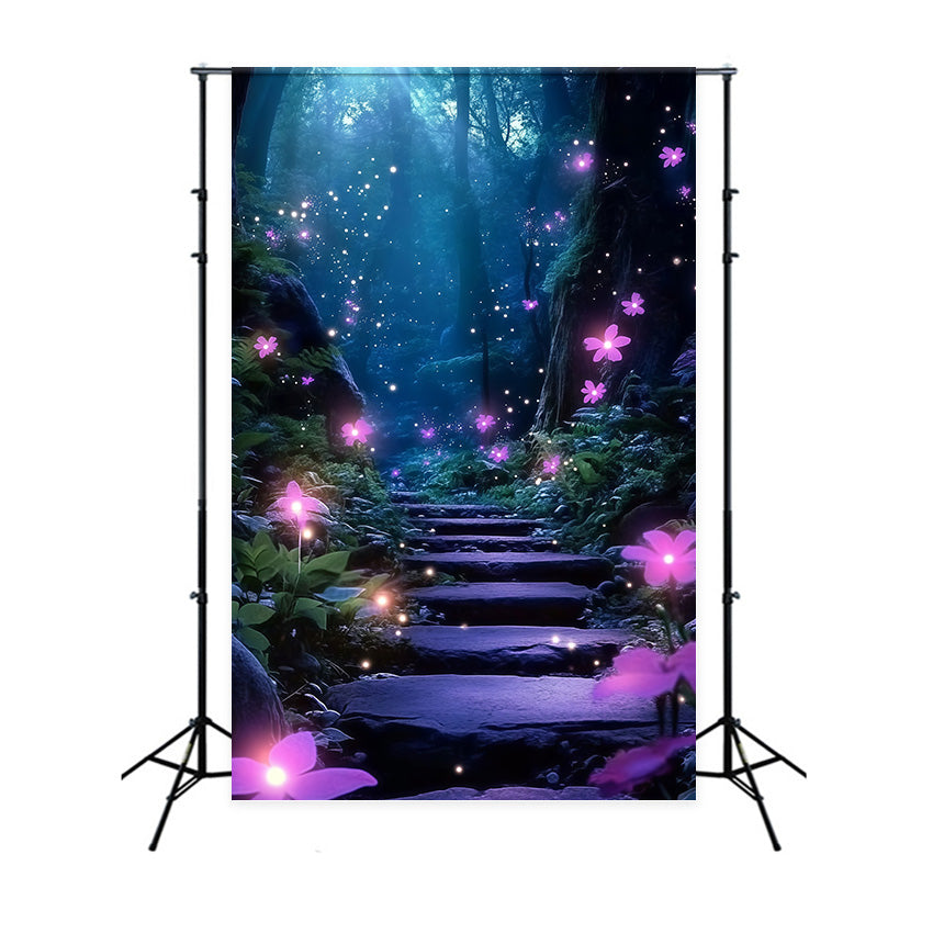 Toile de fond Forêt Enchantée Marches Fleurs Rêveuses MRR7-111