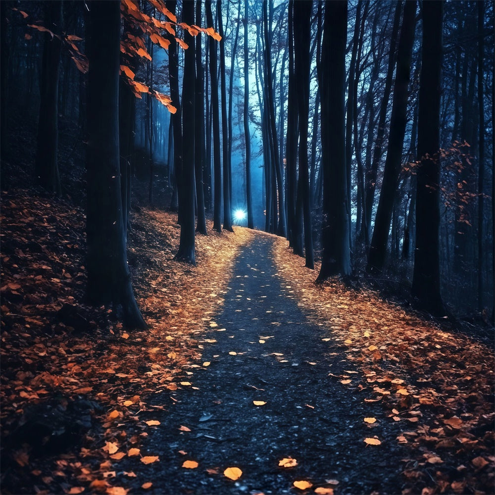 Toile de fond Forêt Nuit Feuilles Dorées Crépuscule MRR7-113