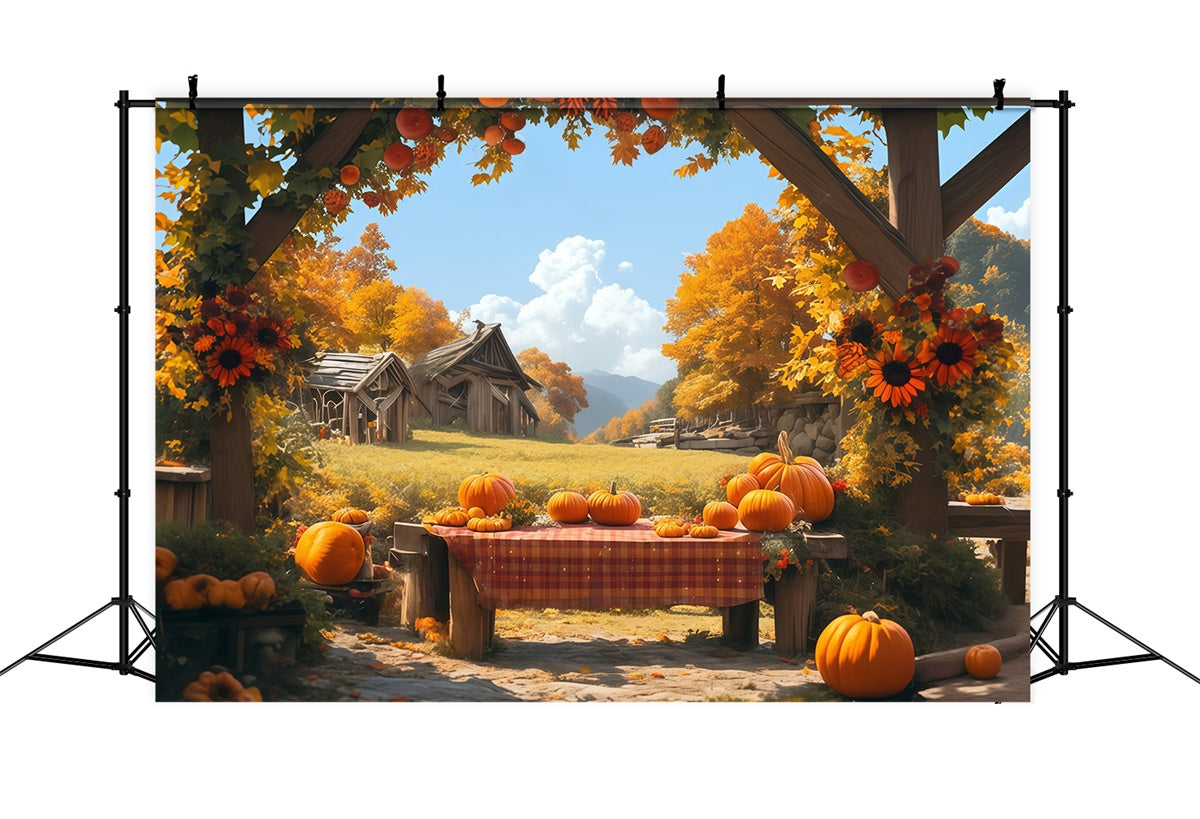 Toile de fond Photo Automne Table Rustique Récolte MRR7-116
