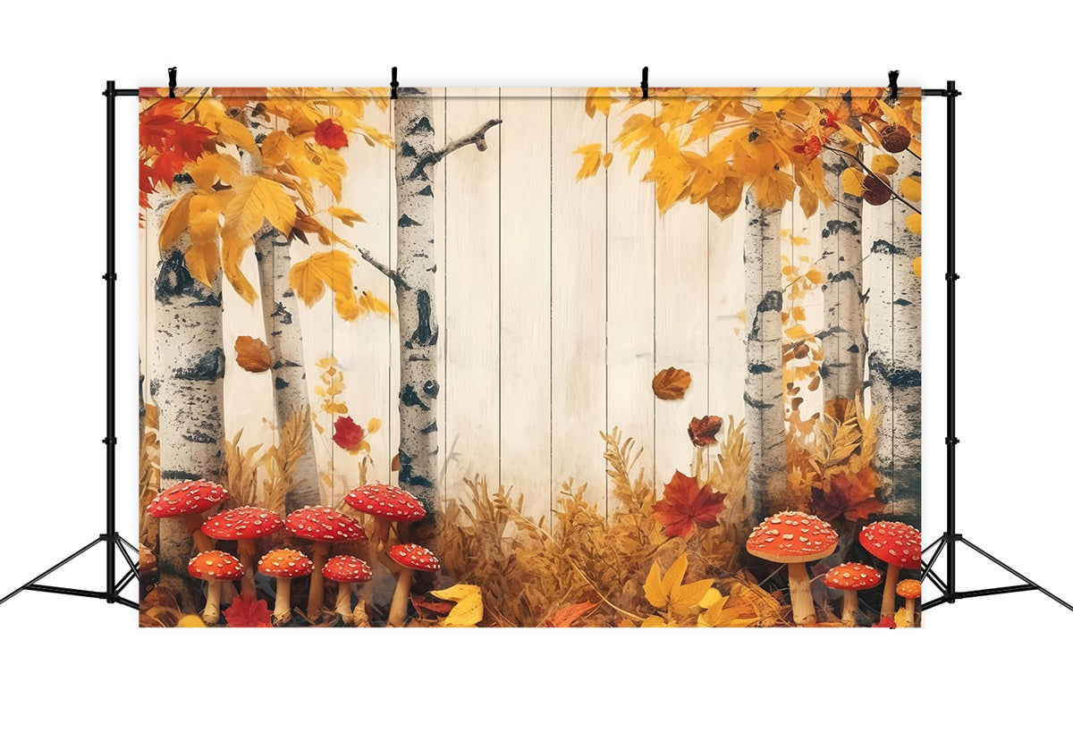 Toile de fond Photo Automne Champignons Rouges Forêt MRR7-123