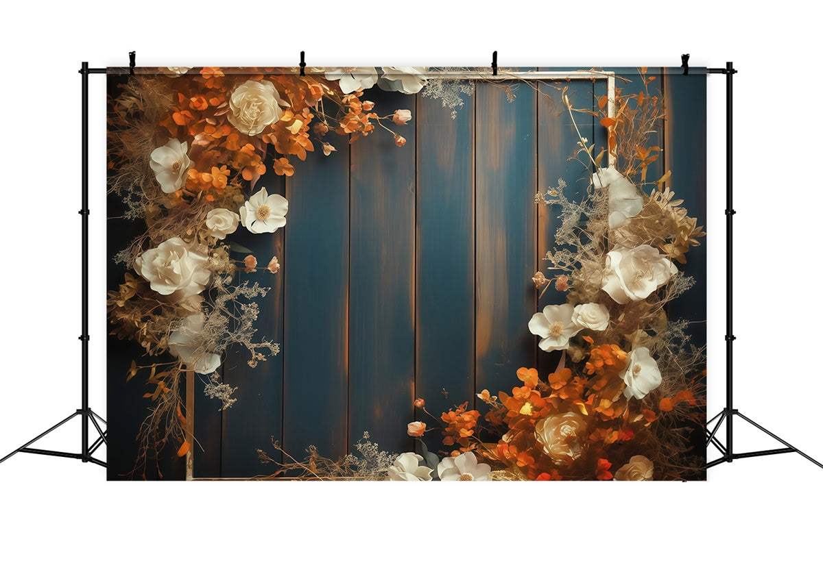 Toile de fond Déco Automne Panneau Bois Floral Rustique MRR7-127