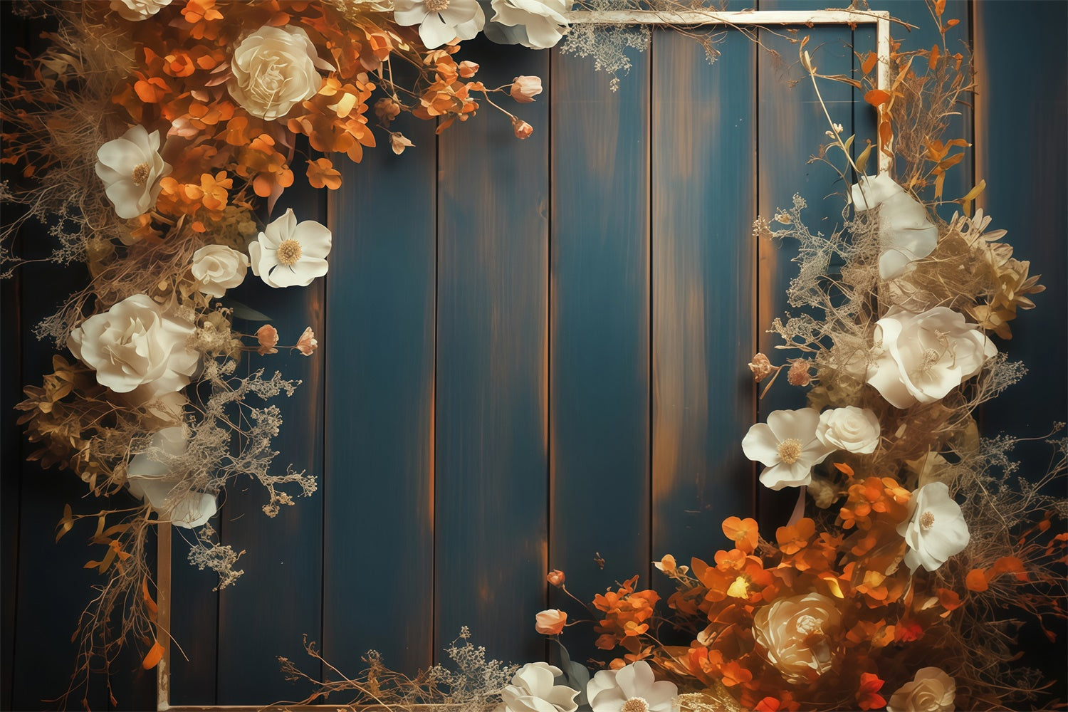 Toile de fond Déco Automne Panneau Bois Floral Rustique MRR7-127