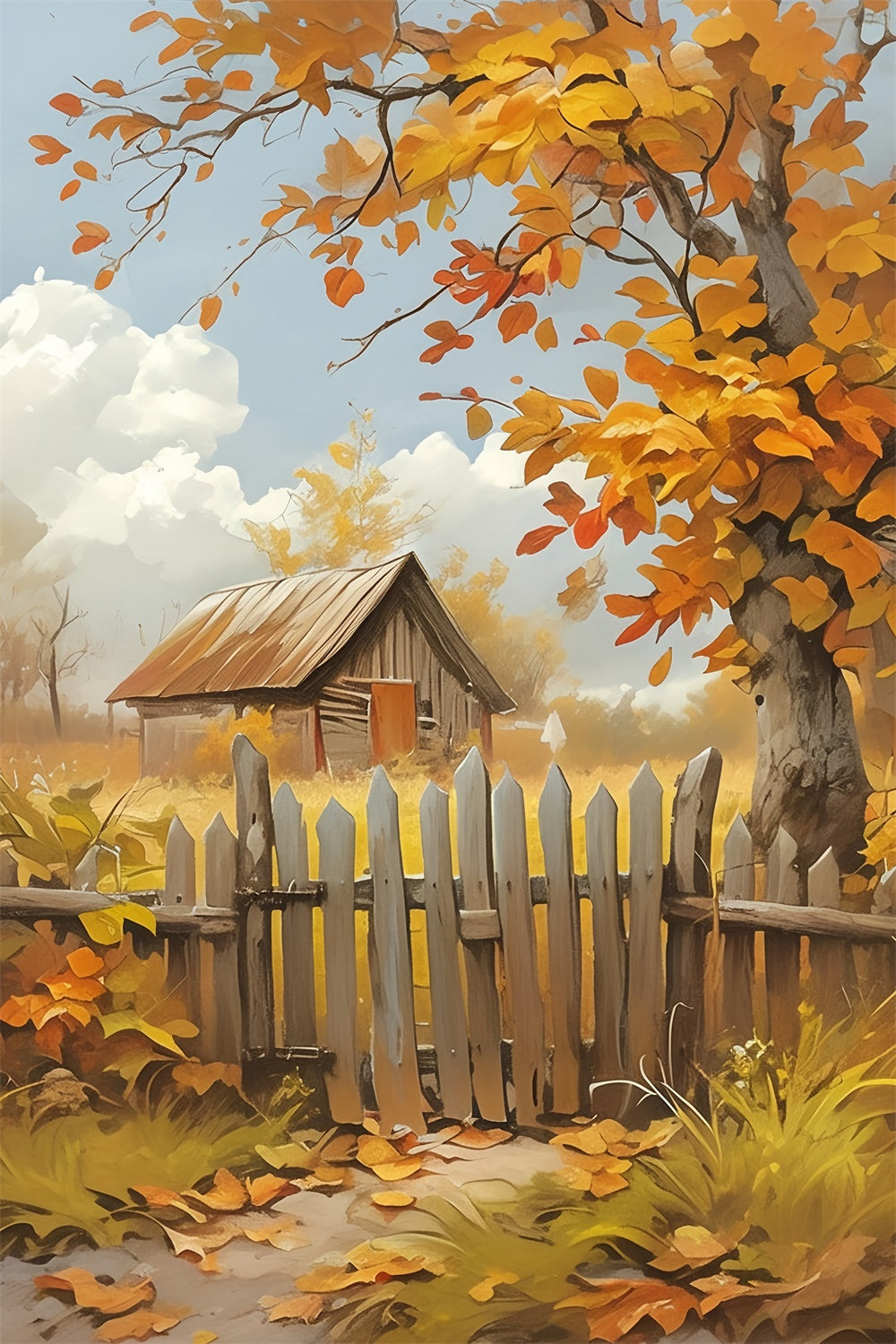 Toile de fond Photo Automne Cottage Brise Rêve MRR7-141