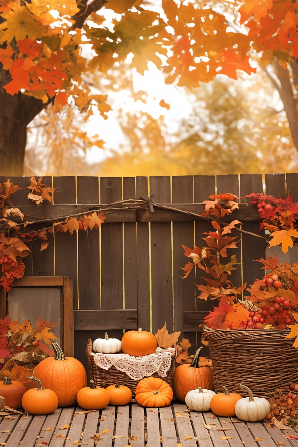 Toile de fond Photo Automne Coin Douillet Citrouille MRR7-142
