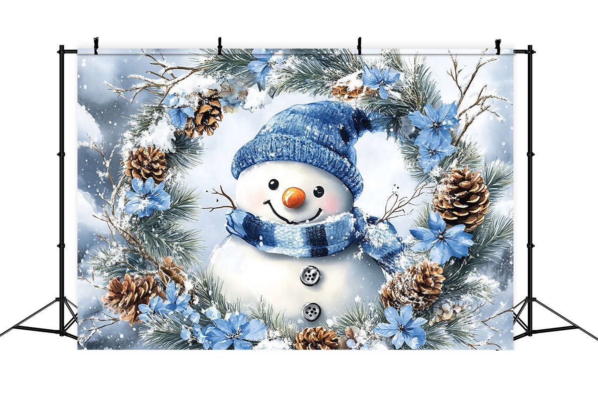 Toile de fond Hiver Photographie Bonhomme de Neige Pin Couronne MRR7-147