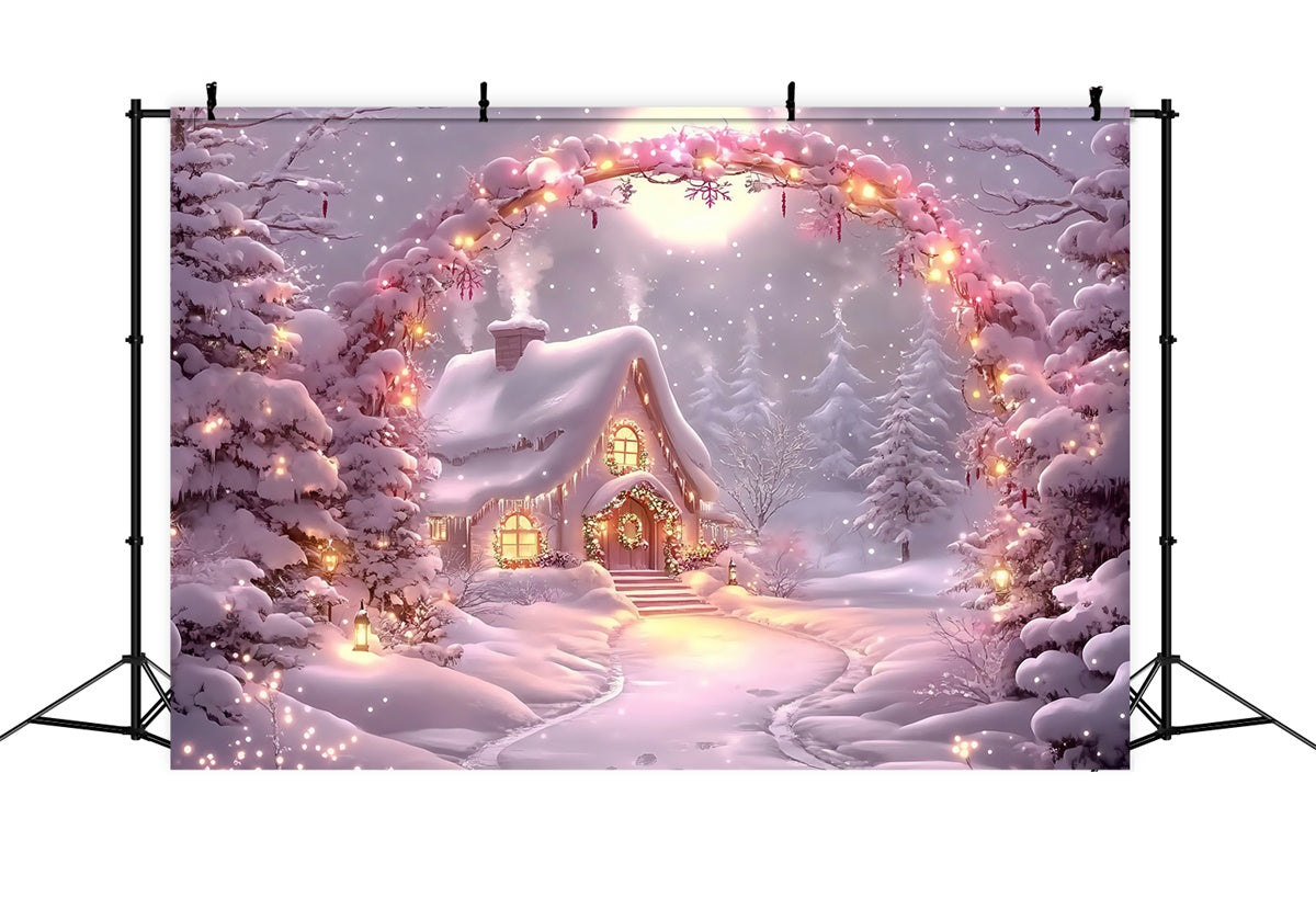 Toile de fond Pays des Merveilles Hiver Chalet Éclatant MRR7-149