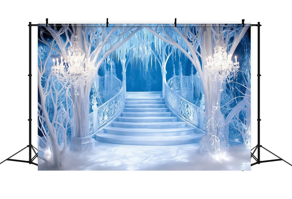Toile de fond Hiver Escalier Palais de Cristal MRR7-153