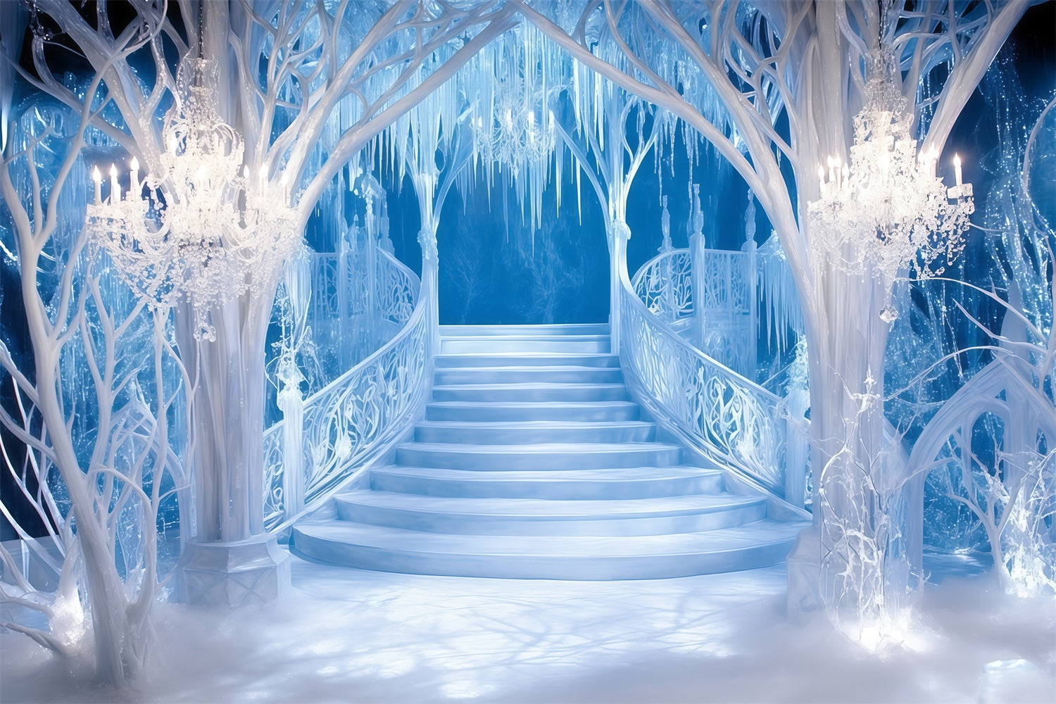 Toile de fond Hiver Escalier Palais de Cristal MRR7-153