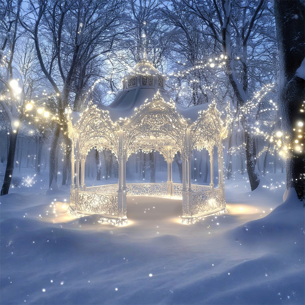 Toile de fond Pays des Merveilles Hiver Kiosque Enchanté Éclatant MRR7-154