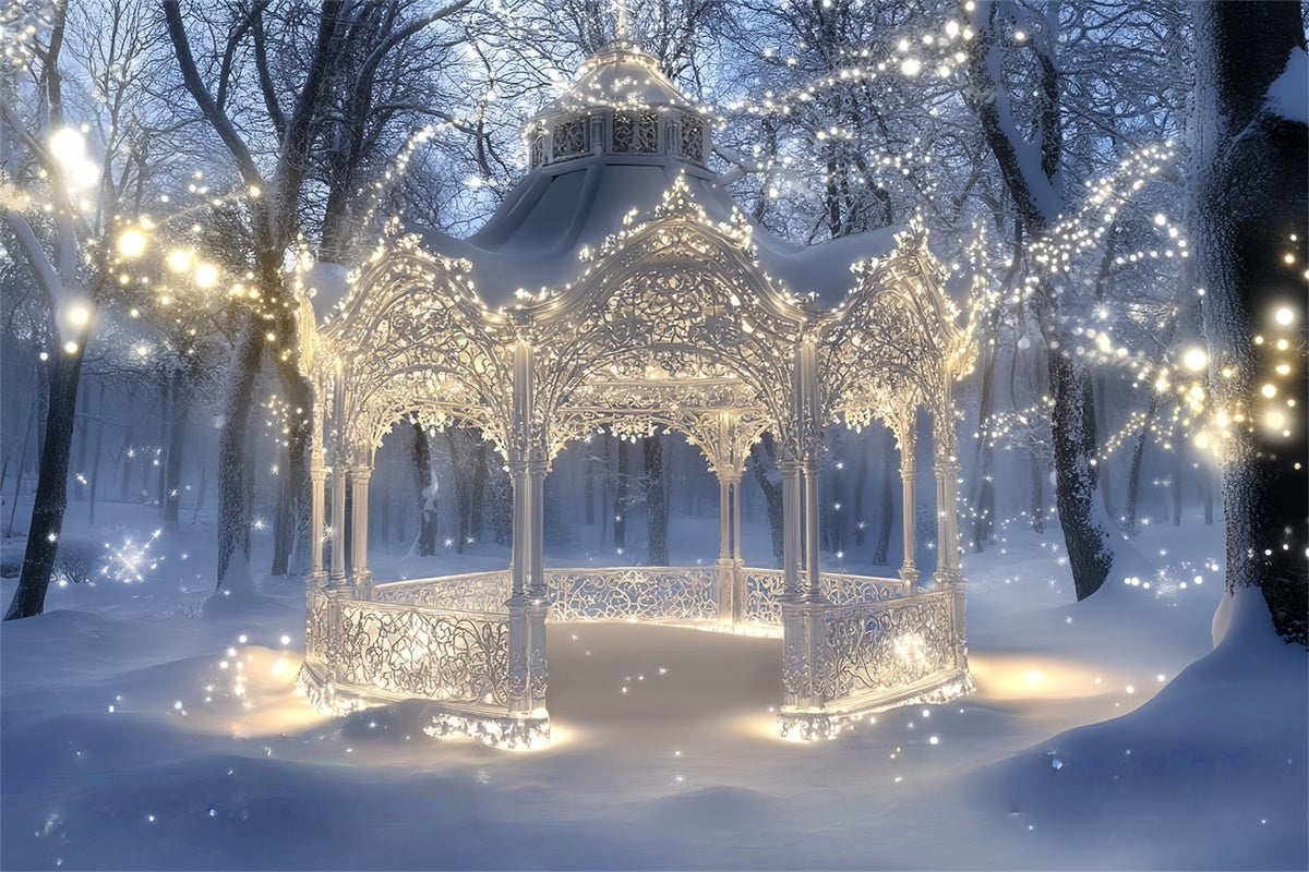 Toile de fond Pays des Merveilles Hiver Kiosque Enchanté Éclatant MRR7-154