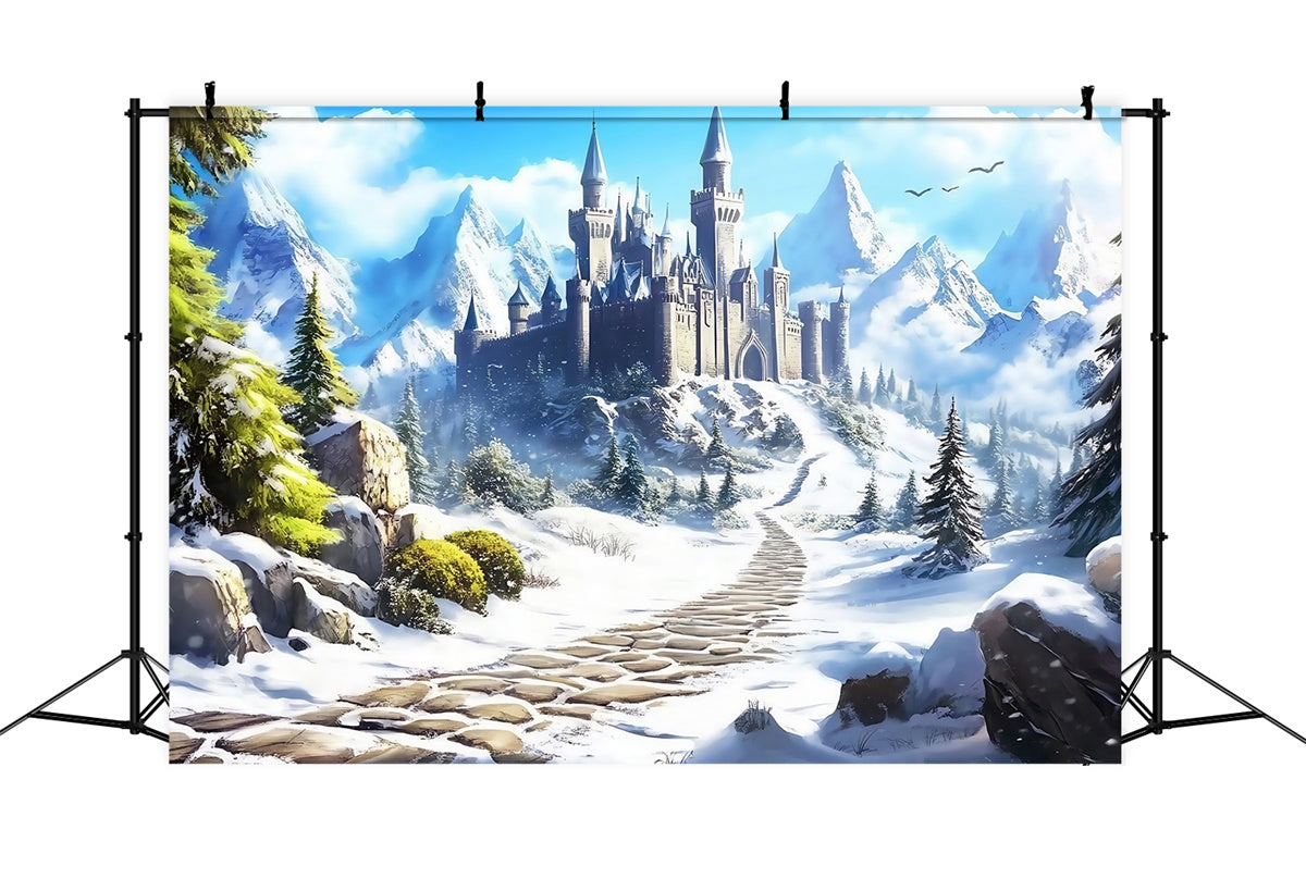 Toile de fond Château Sentier Château Hiver MRR7-157