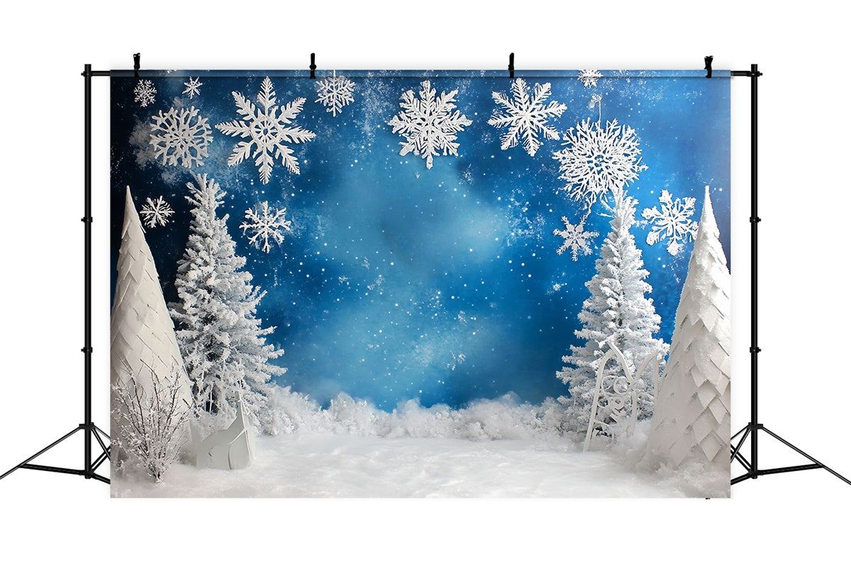 Toile de fond Flocon de Neige Hiver Bleu Givré MRR7-166