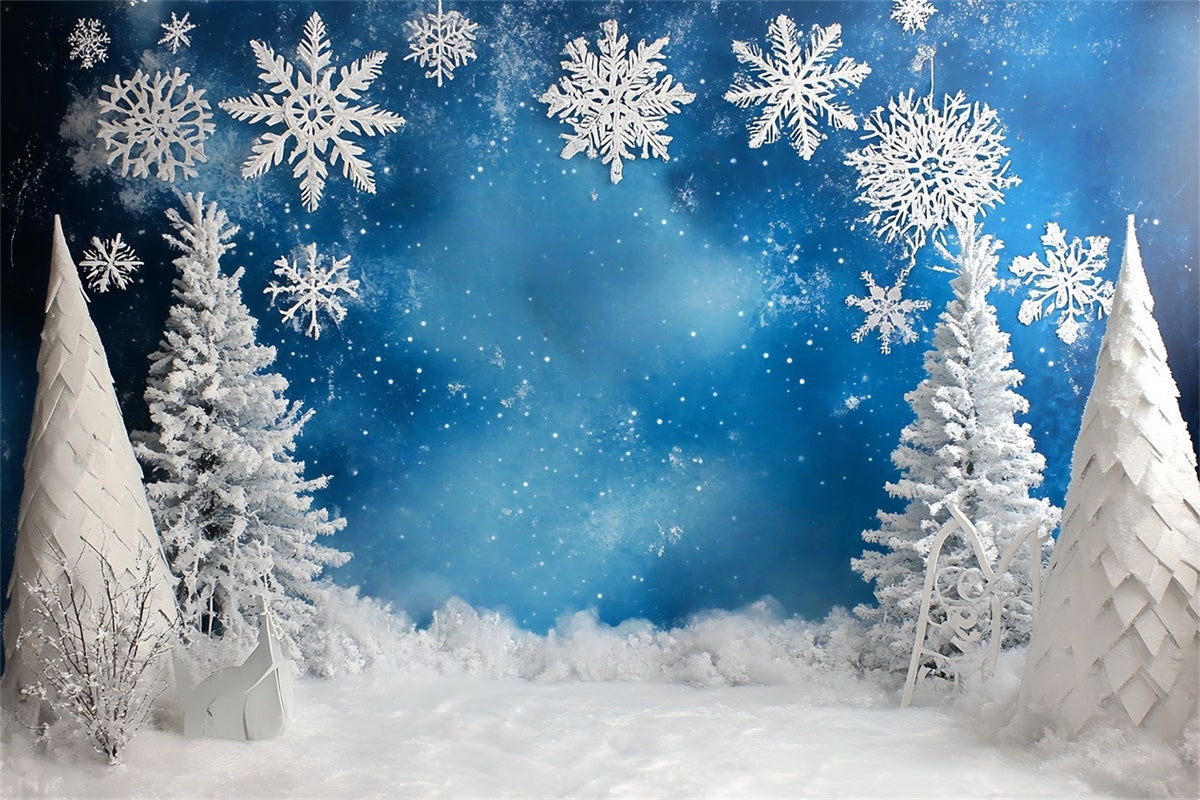 Toile de fond Flocon de Neige Hiver Bleu Givré MRR7-166