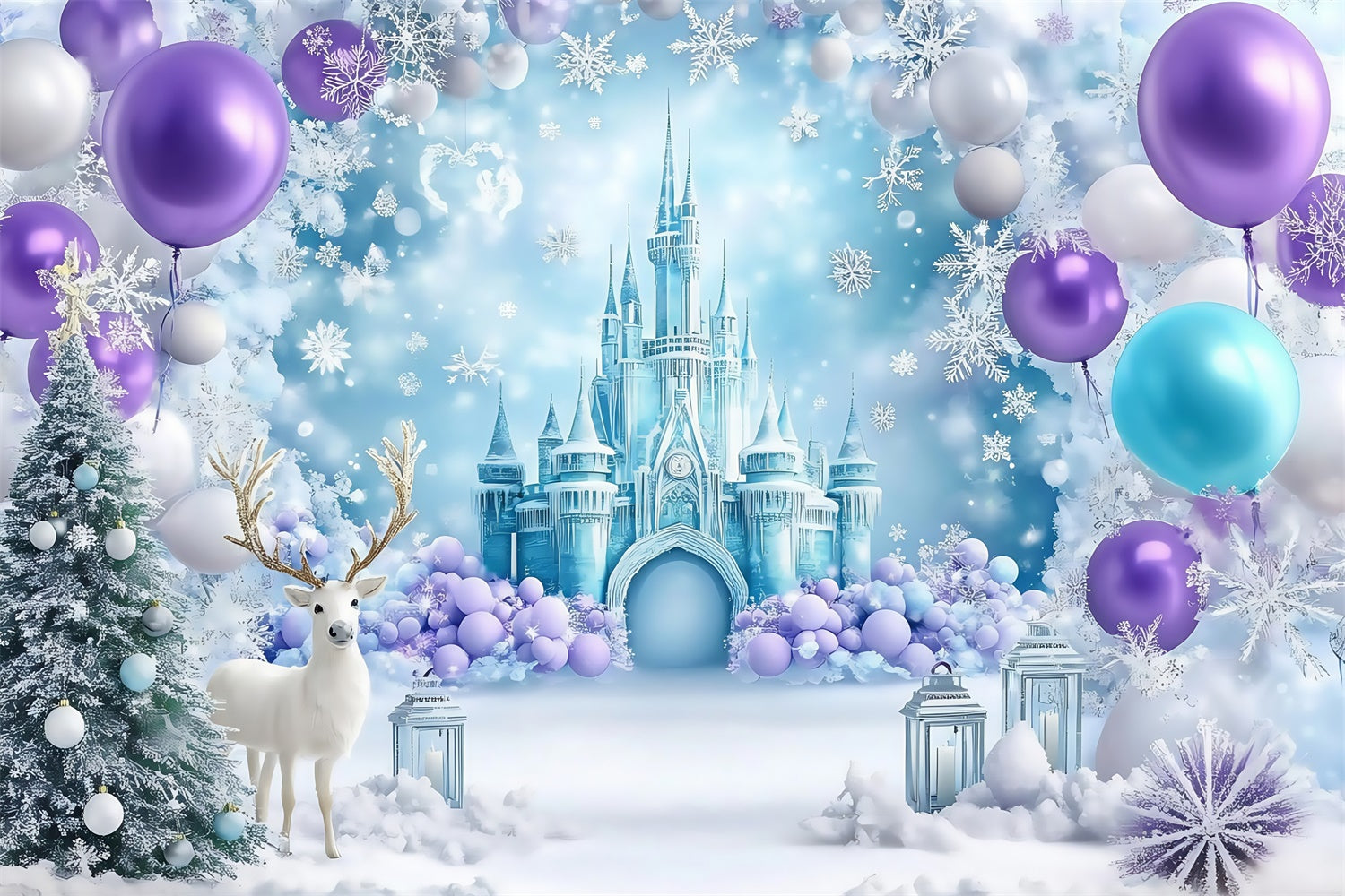 Toile de fond Hiver Château de Glace Ballons MRR7-167