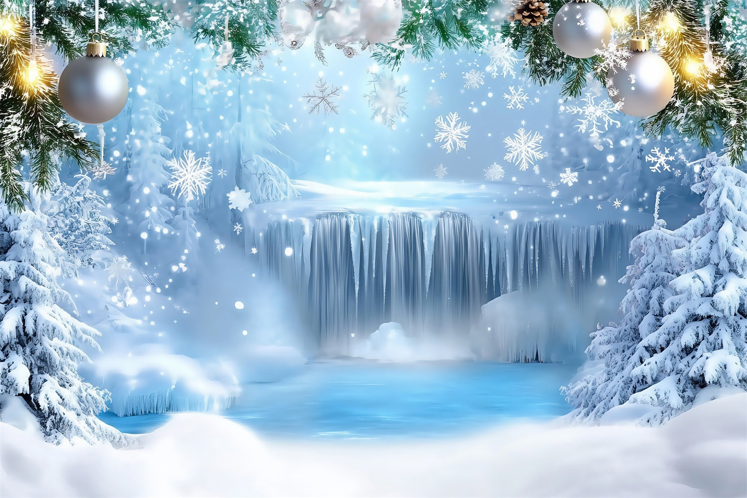 Toile de fond Pays des Merveilles Hiver Cascade Gelée MRR7-168