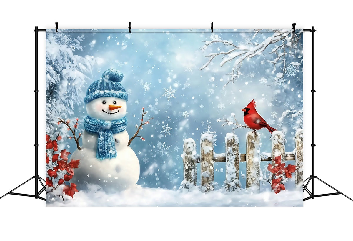 Toile de fond Enneigée Cardinal Bonhomme de Neige Joyeux MRR7-170
