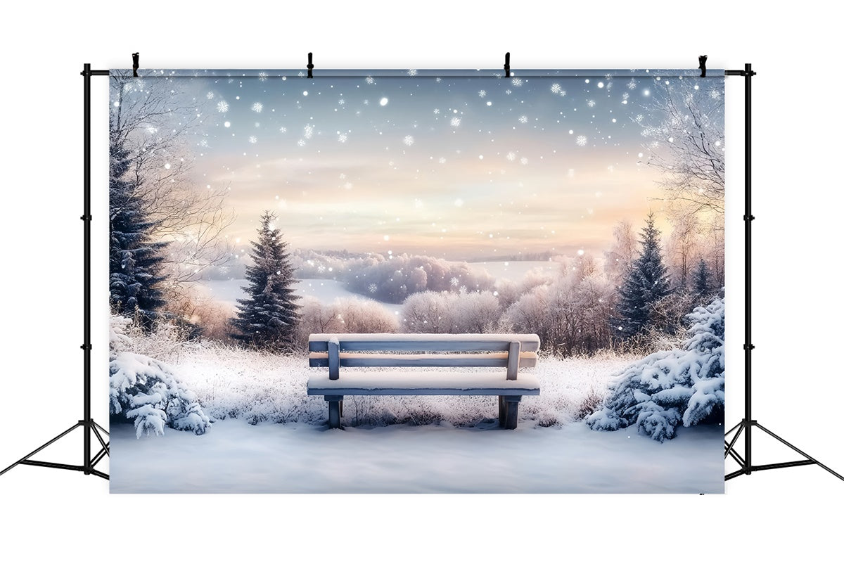 Toile de fond Neige Hiver Champ Silencieux Lever du Soleil MRR7-172
