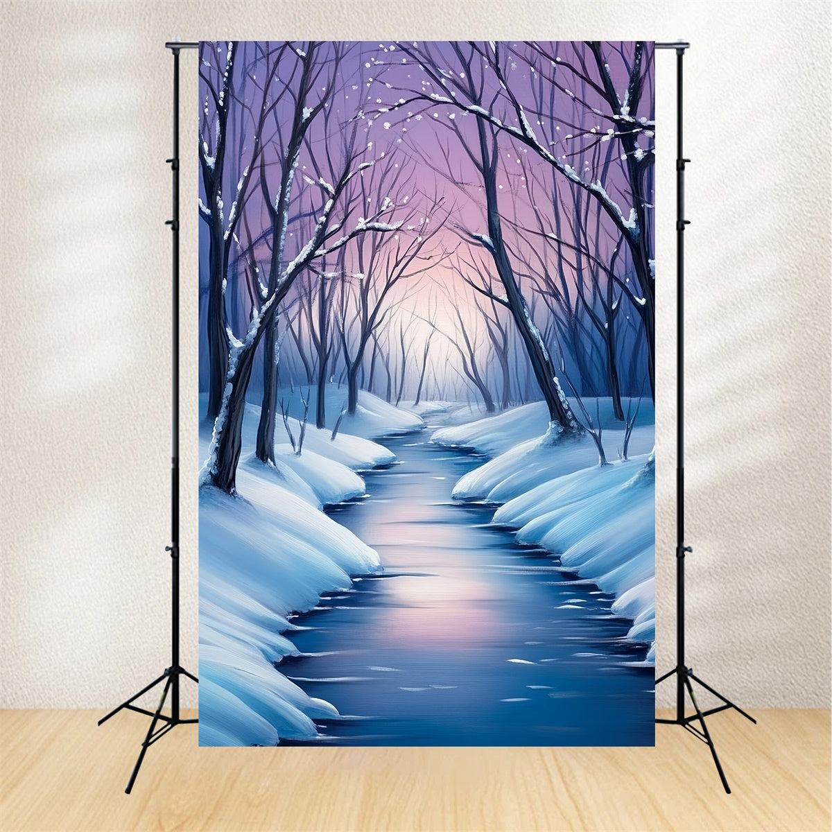 Toile de fond Forêt Hiver Rêve Rivière Gelée MRR7-177